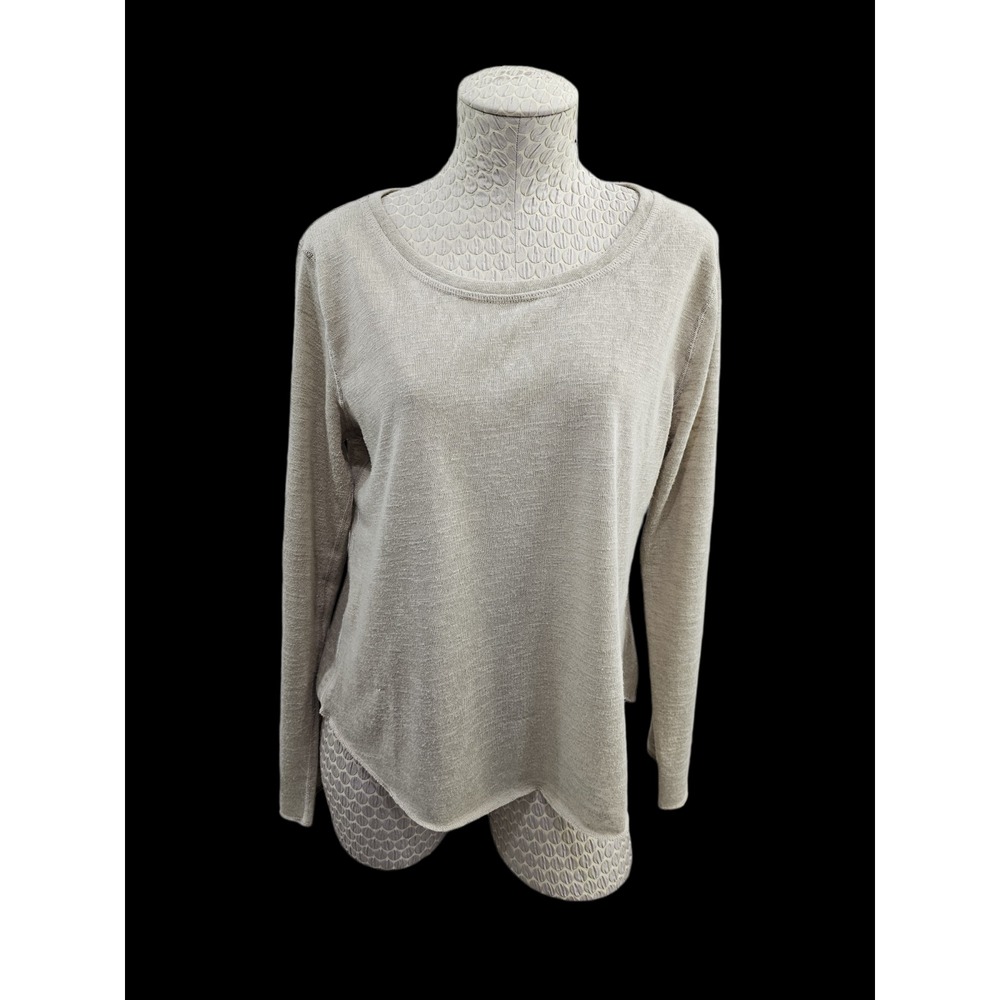 Jean-Pierre Klifa M Paris Sheer‎ Lightweight Sweater Pullover Beige Knit Top EUC